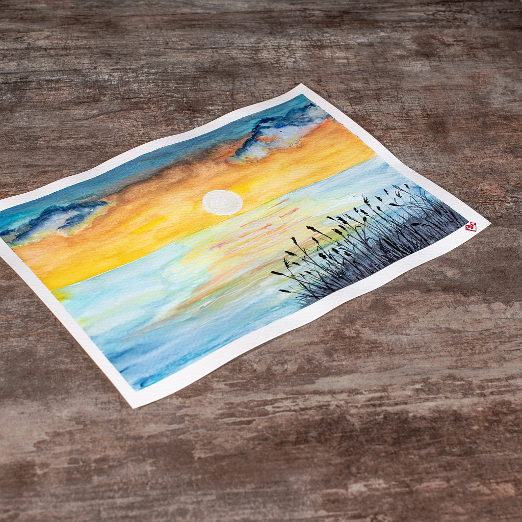 Hochwertiges Aquarellpapier, bemalt mit Aquarellpinseln