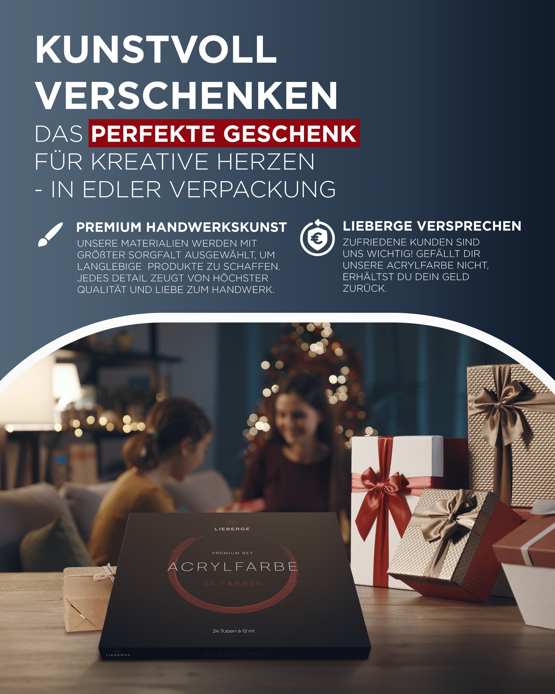 acrylfarben set, acryl farben, acryl malerei - hochwertige Verpackung für das perfekte Geschenk zu weihnachten, geburtstag