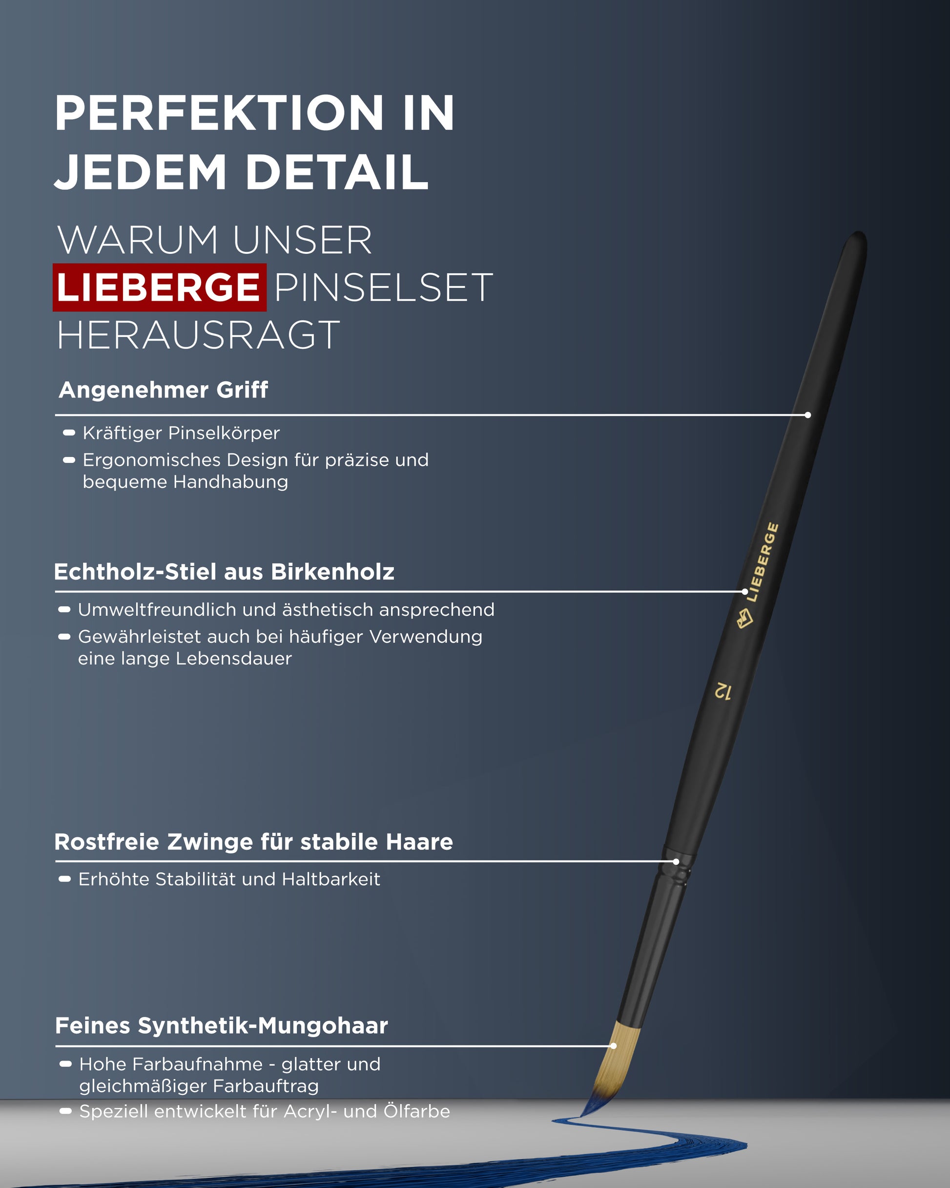 pinsel für acrylfarbe, pinsel acrylfarbe, acrylfarben pinsel, ölpinsel - pinseldetails, echtholz-stiel, feines synthetik-haar