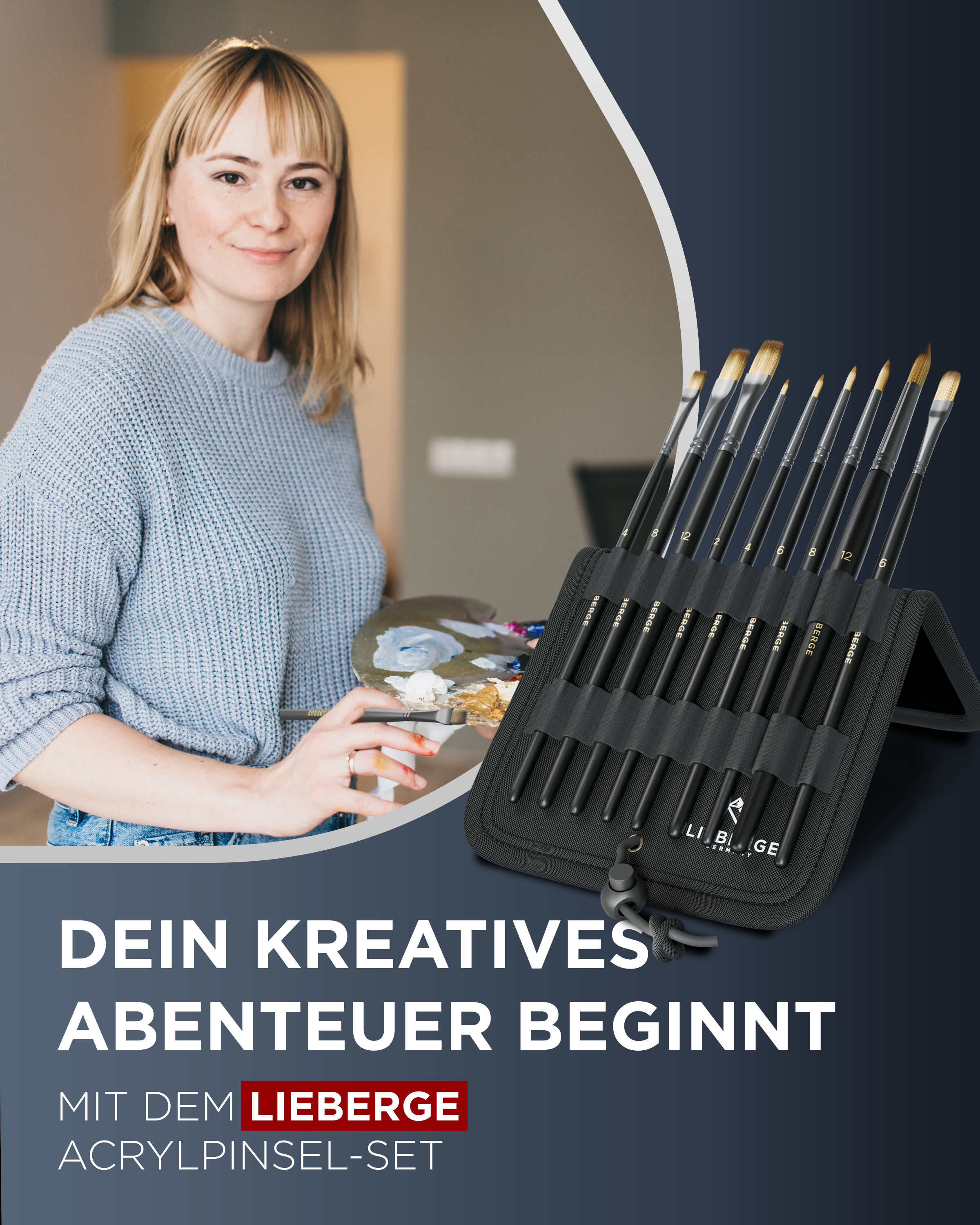 pinsel für acrylfarbe, pinsel acrylfarbe, acrylfarben pinsel, ölpinsel - inkl. Pinseltablett, frau malt