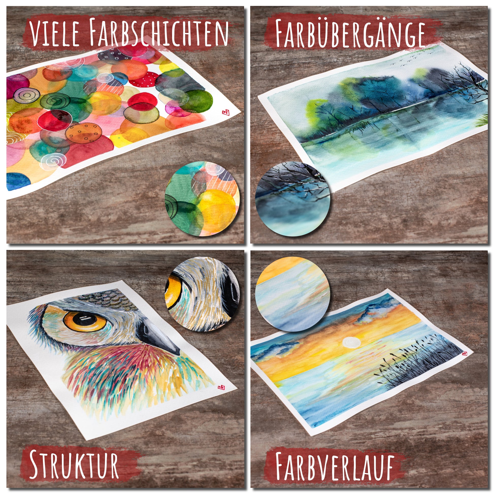 aquarell postkarten, aquarell postkarte, aquarell papier - viele farbschichten, farbübergänge, struktur, farbverlauf