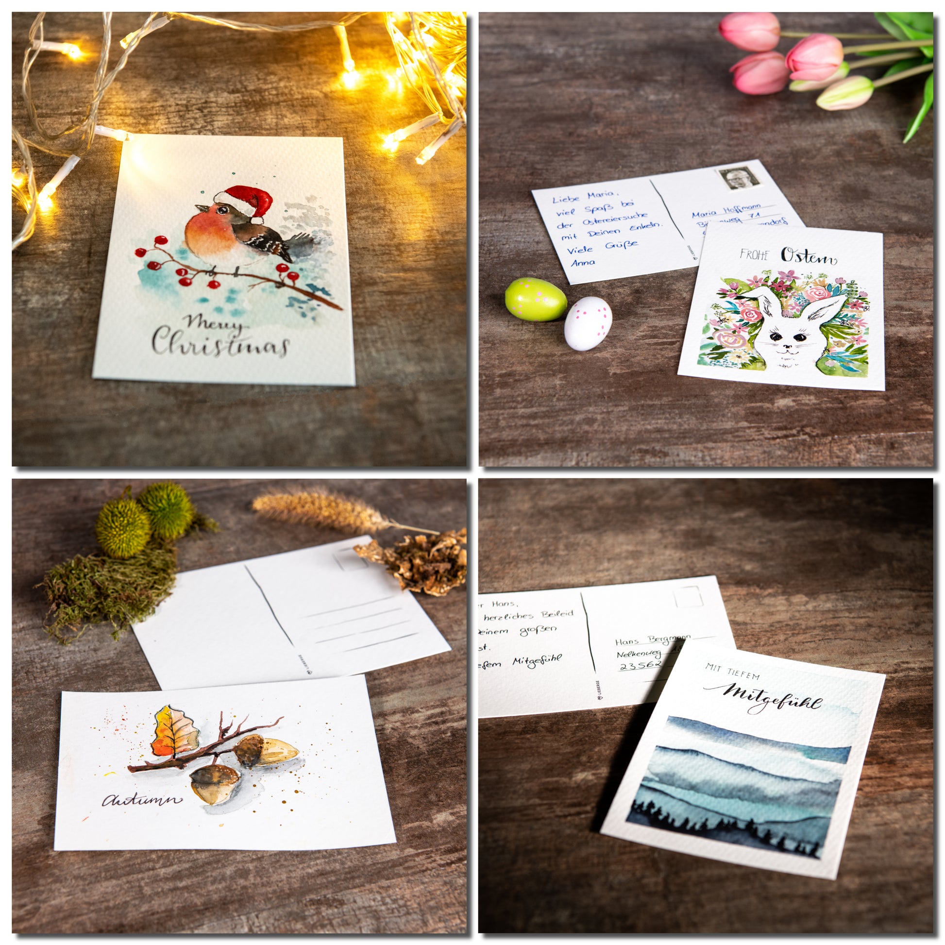 aquarell postkarten, aquarell postkarte, aquarell papier - für alle anlässe