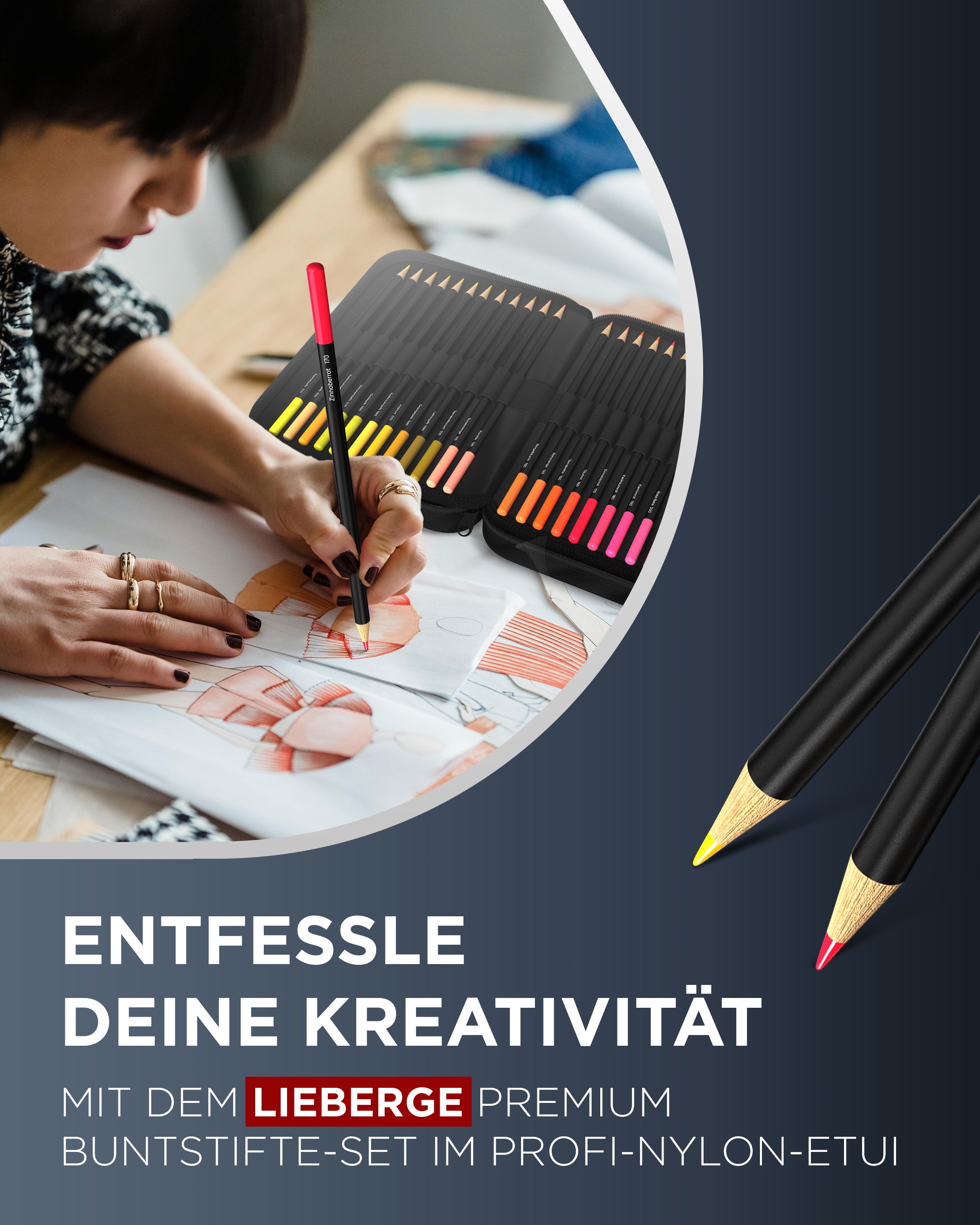 buntstifte, malen buntstifte, farbstifte - frau malt