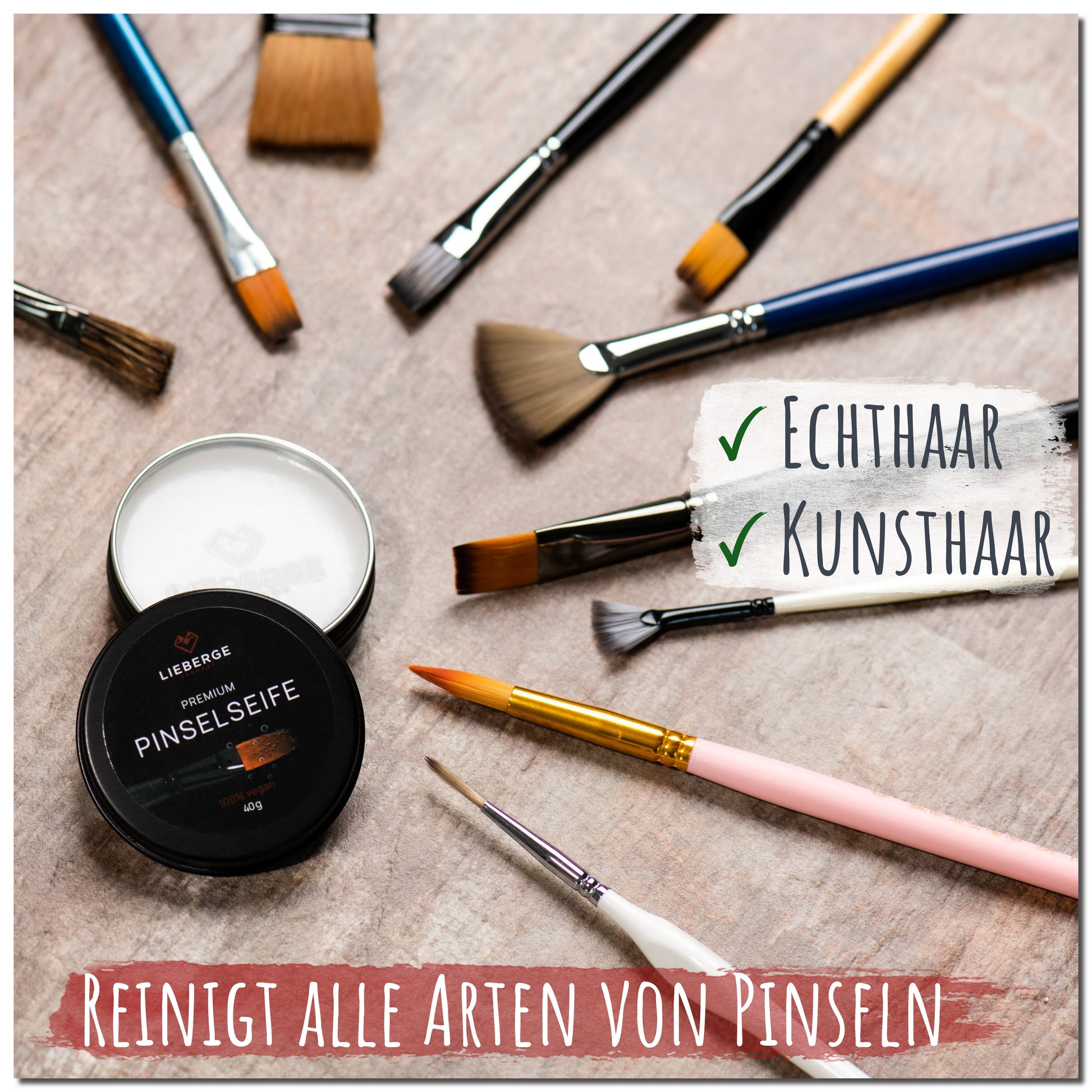 pinselseife, pinselreiniger, acrylpinsel reinigen - für echthaar und kunsthaar - optimal für alle arten von pinseln