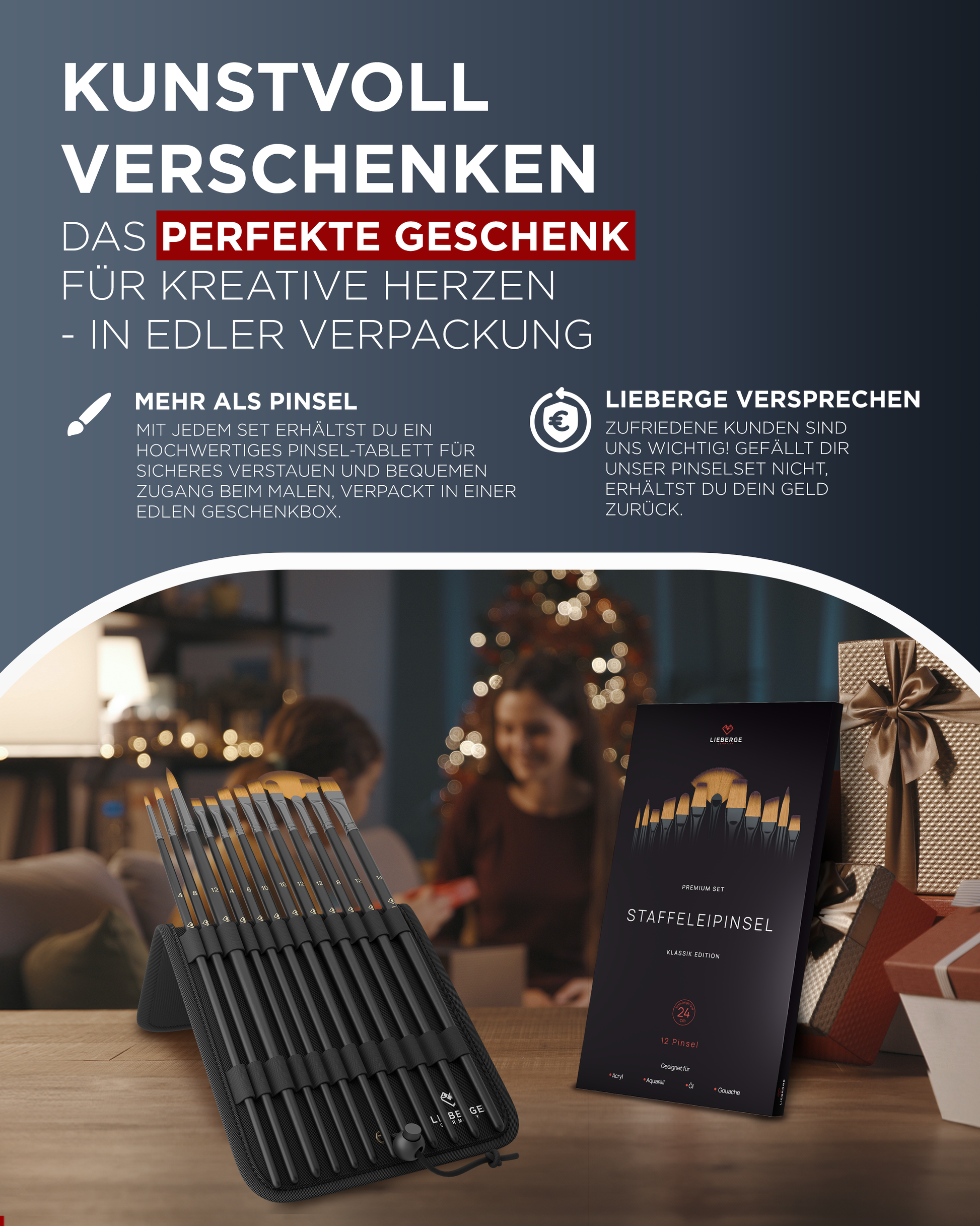 pinselset, pinsel malen, pinsel für acrylfarben, staffeleipinsel - perfektes geschenk für künstler