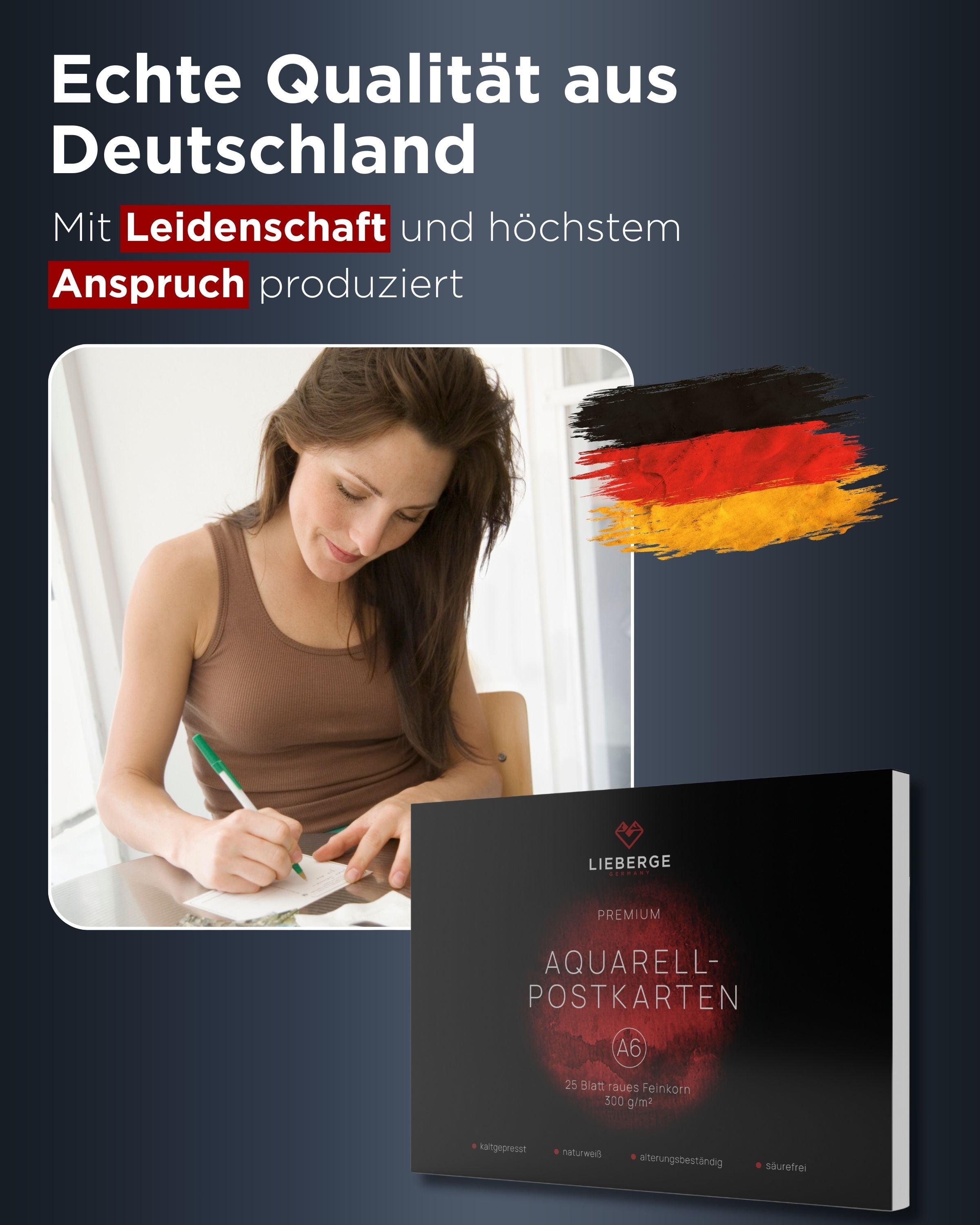 LIEBERGE Aquarellpostkarten A6 | 300g, 25 Blatt