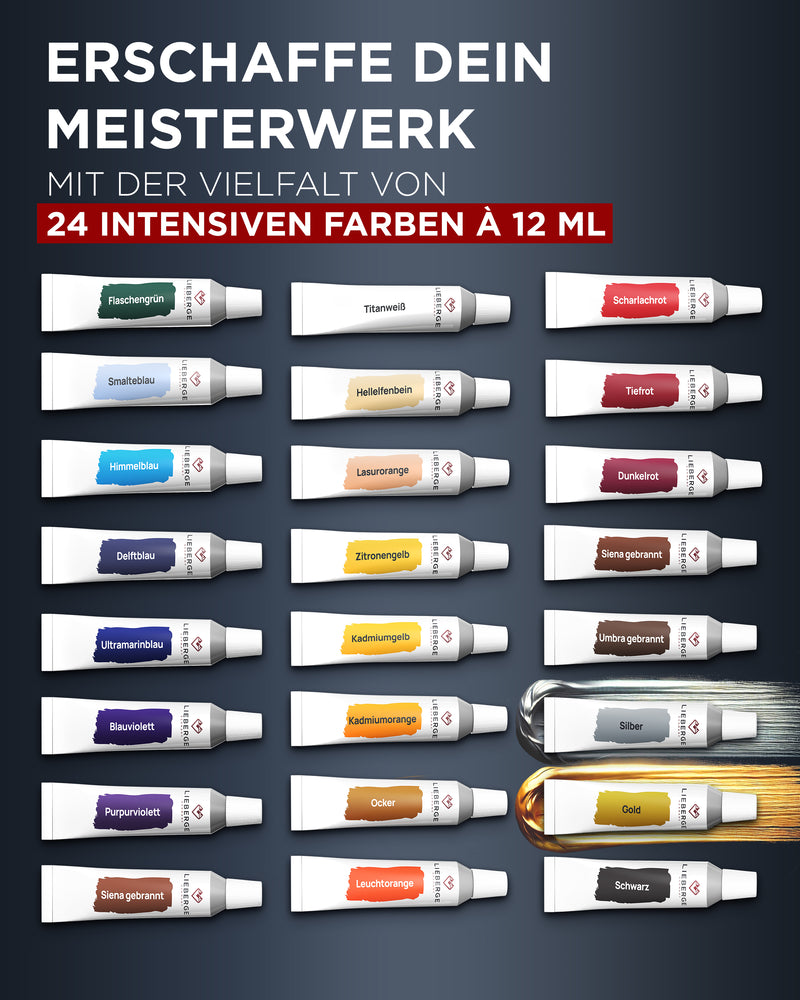 acrylfarben set, acryl farben, acryl malerei - 24 intensive farben, 2 metallic farben