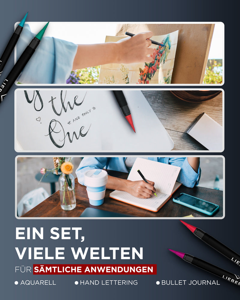 Pinselstifte, Brush Pen, Aquarellstifte - geeignet für Aquarell, Hand Lettering, Bullet Journal