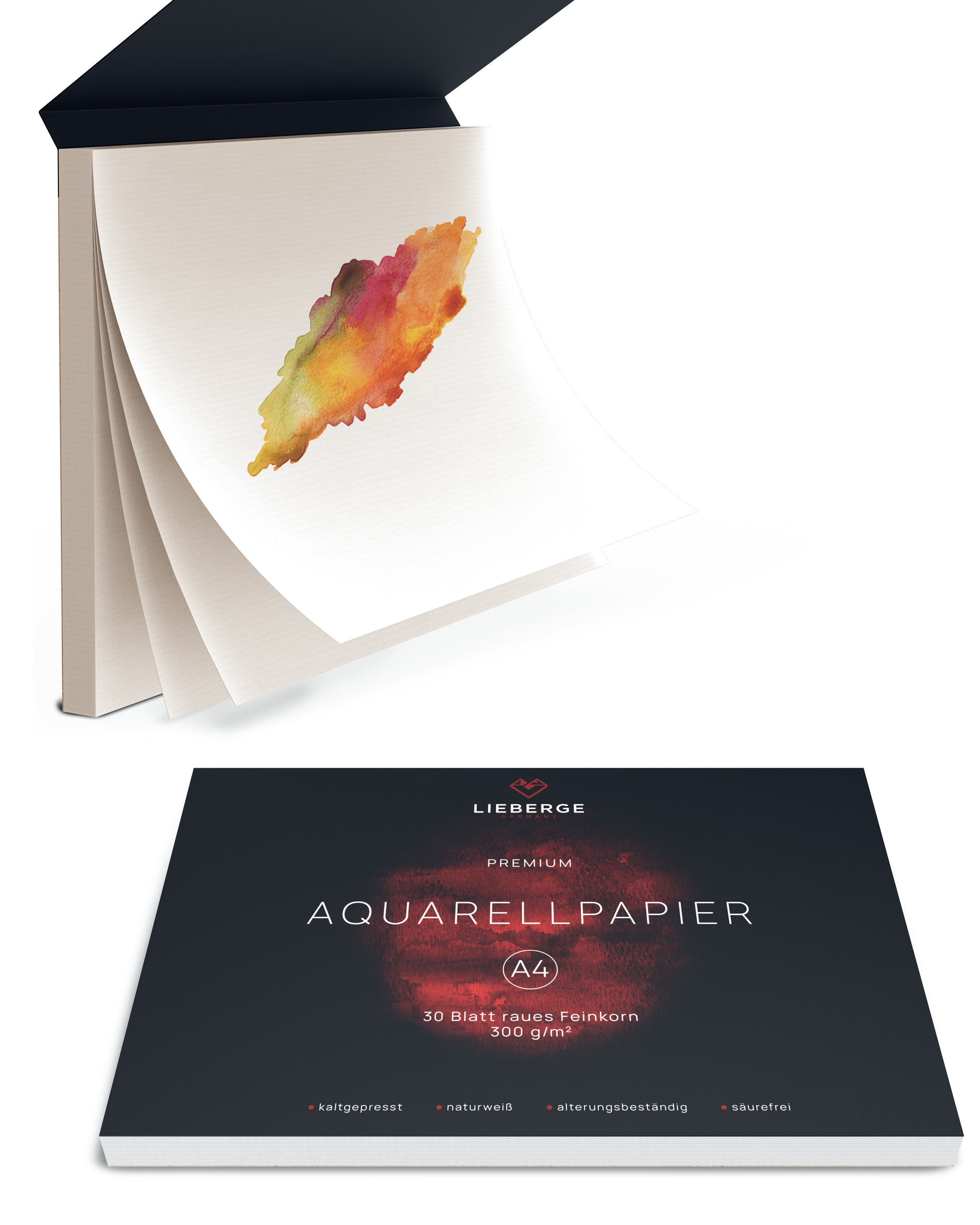 LIEBERGE Aquarellpapier A4 | 300g, 30 Blatt