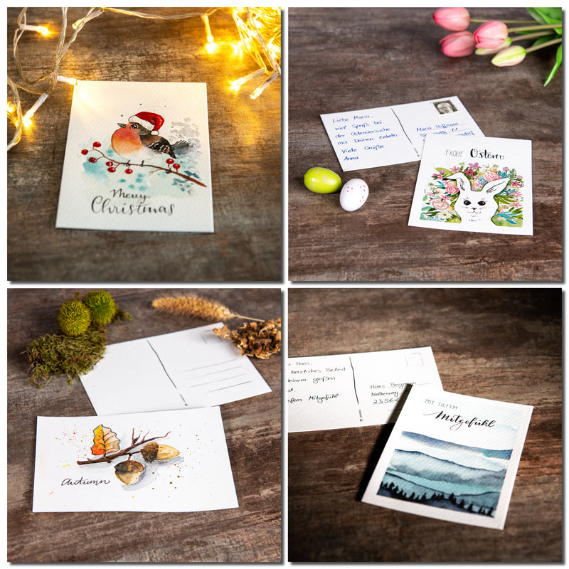 aquarell postkarten, aquarell postkarte, aquarell papier - für alle anlässe