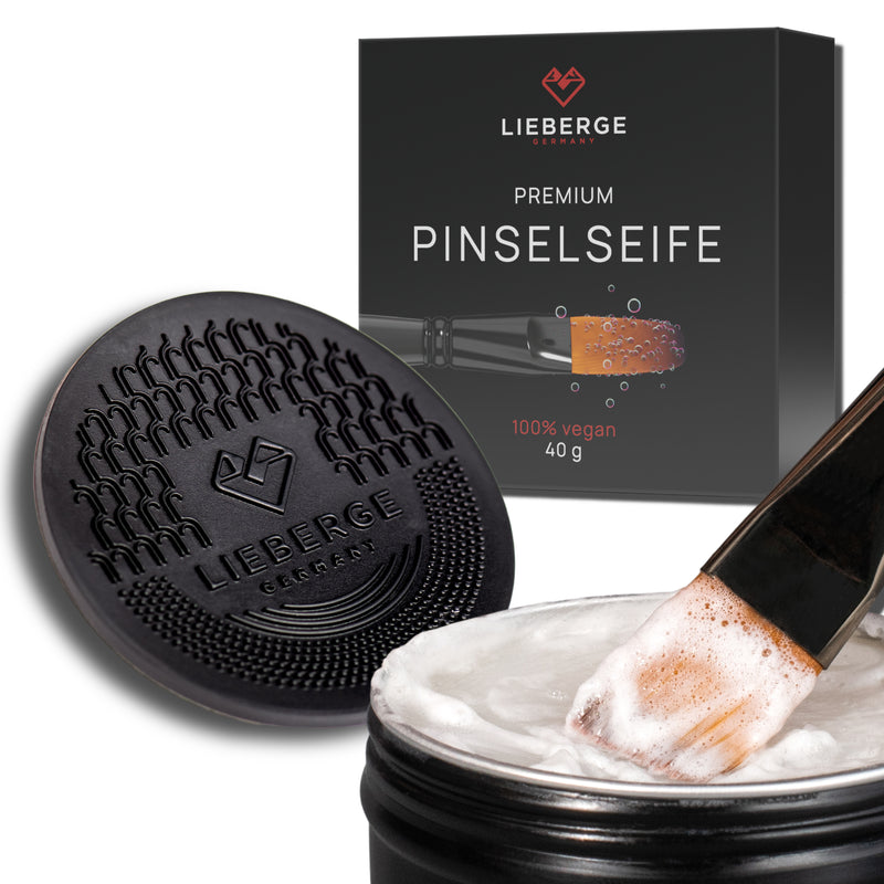 pinselseife, pinselreiniger, acrylpinsel reinigen - reinigungsmatte, dose, schumige seife