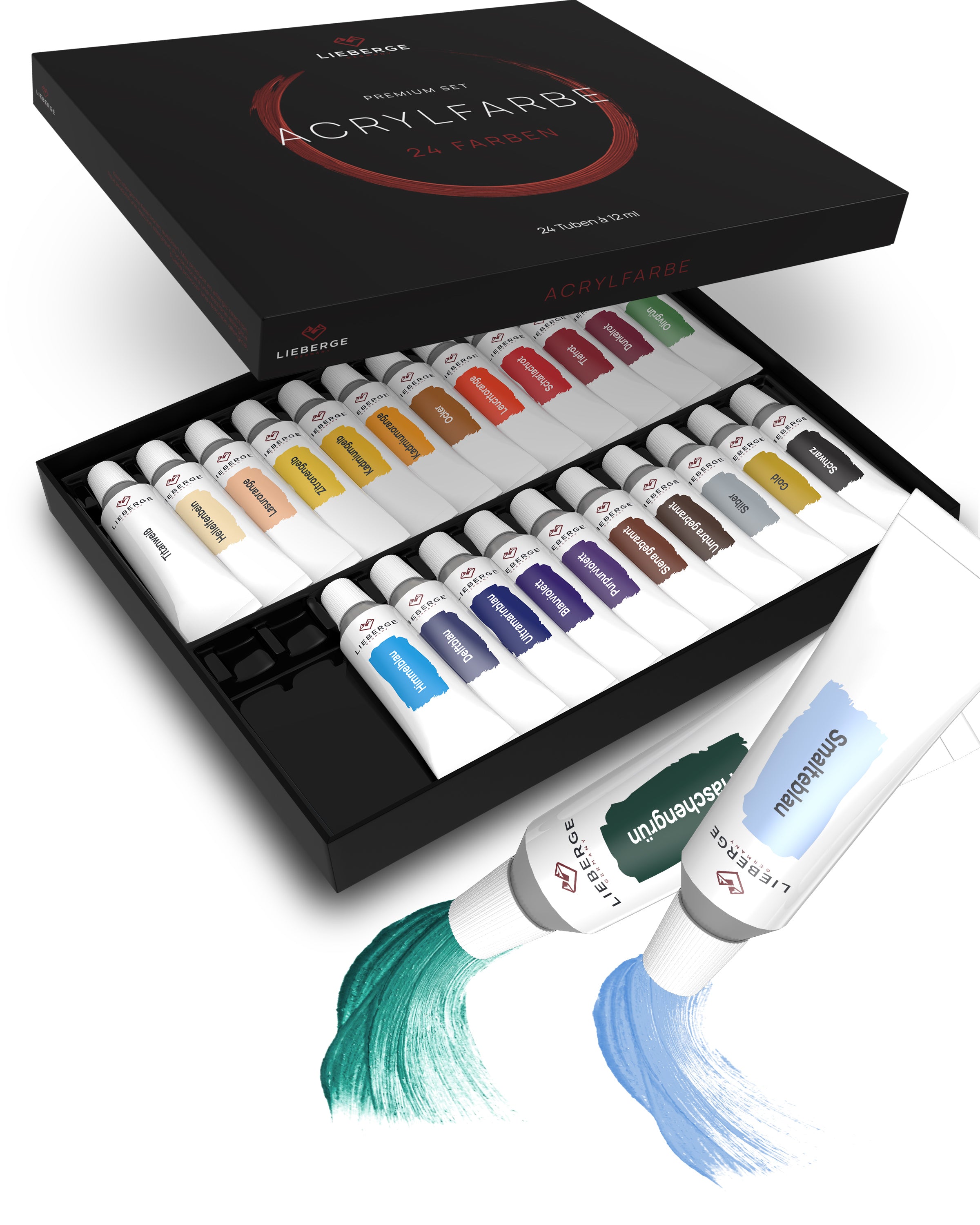 LIEBERGE Acrylfarben-Set | 24 Farben à 12ml